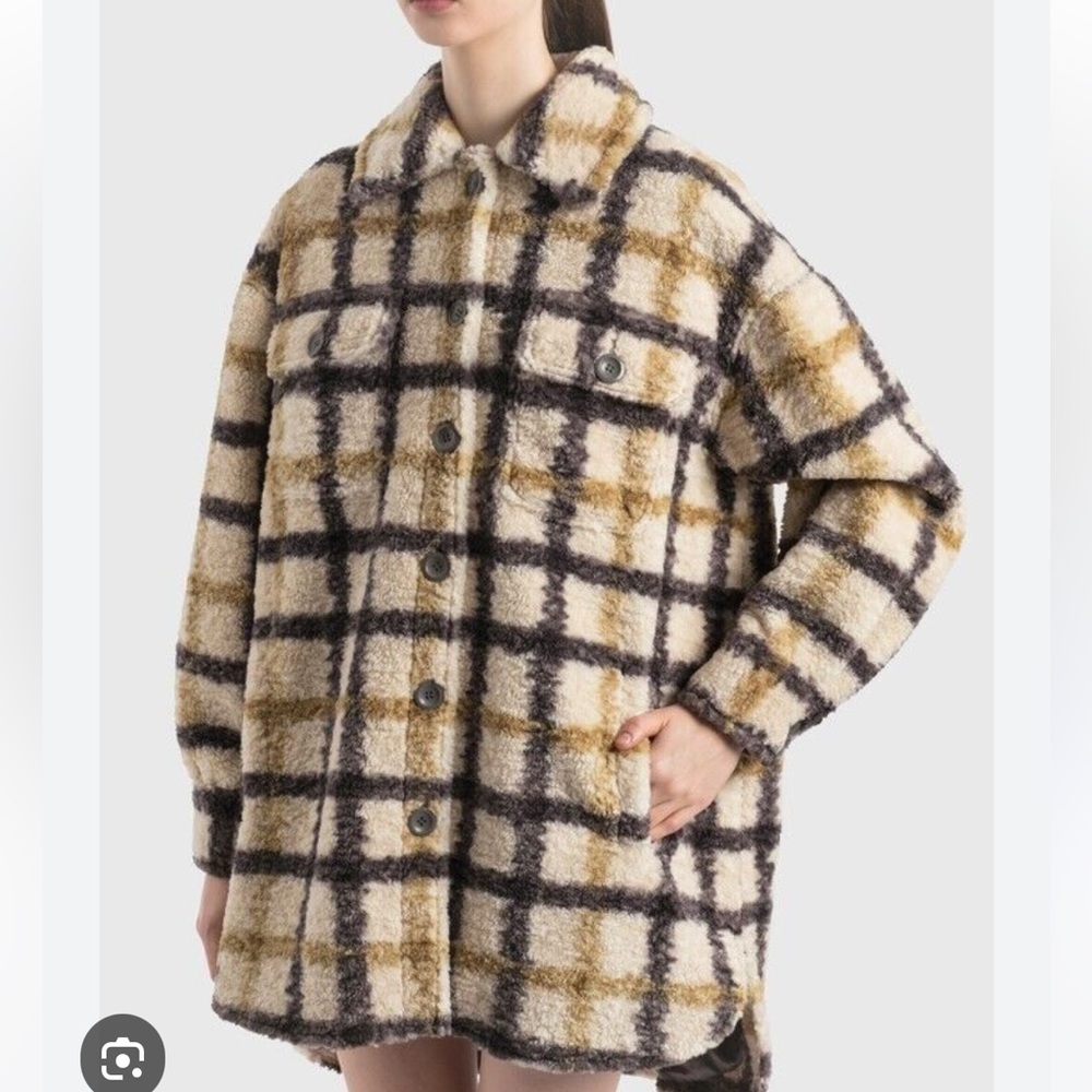Stand Studio Cream and Brown Teddy Jacket Oversized Cozy Design